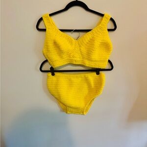 Handmade Vintage Crochet 60s Bikini Set in Yellow, Rare